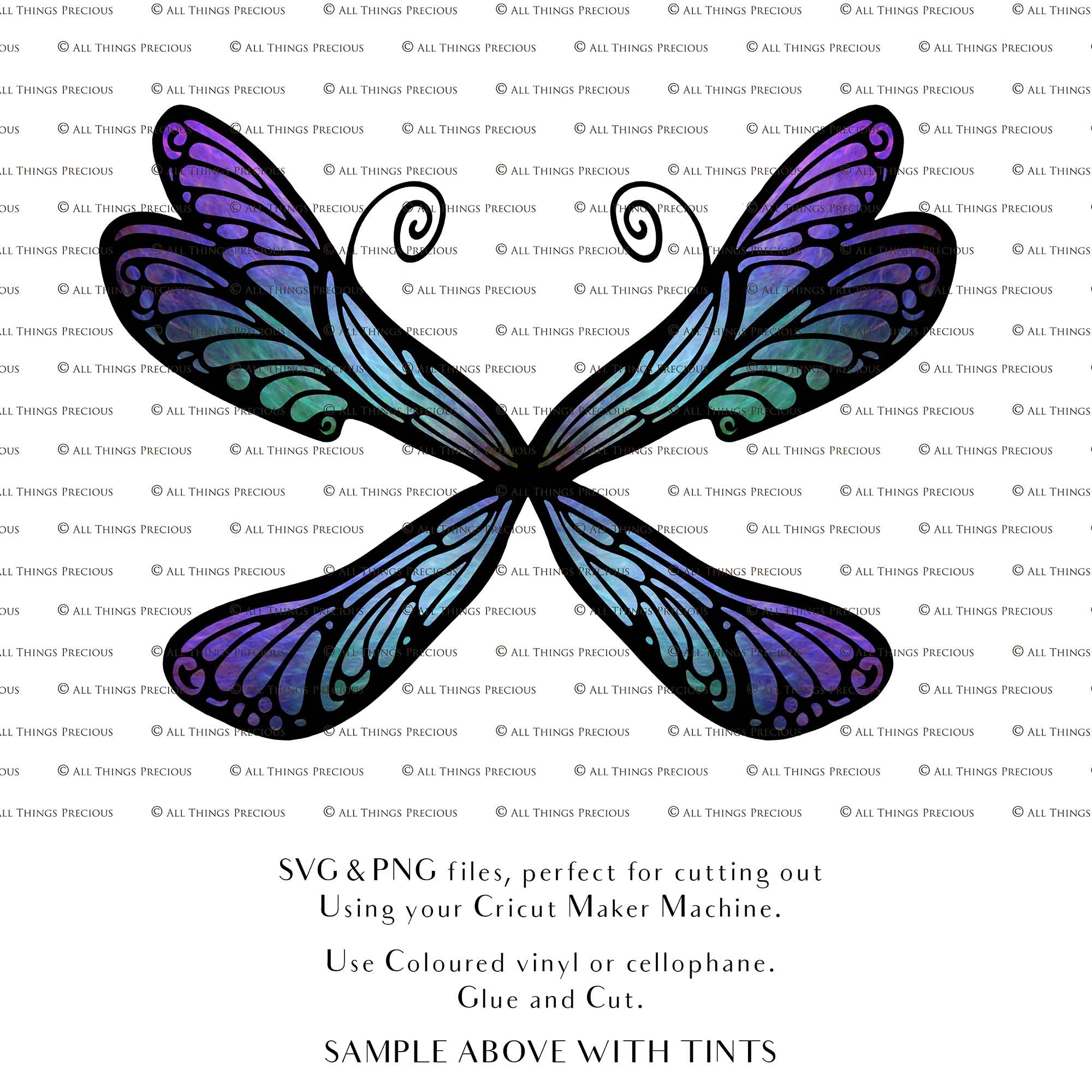 SVG & PNG Fairy Wing files for Cricut or Silhouette Cameo Cutting Machine. To create wearable fairy wings, in adult or children sizes. Simply load the design into design space for Cricut, re size and you are set to go!  These are Individual Wing Pieces, for you to cut and assemble. This is a DIGITAL product.